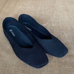 Vivaia Margot 2.0 Square Toe Sparkle Black Flats